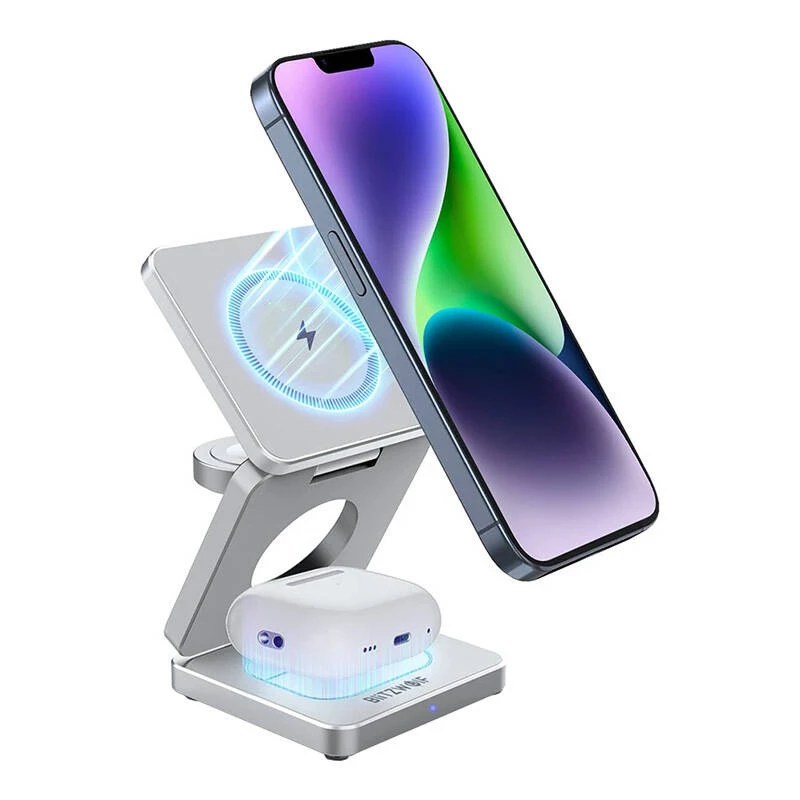 Bezdrôtová nabíjačka BlitzWolf BW-IW30 3-in-1 rýchlonabíjacia stanica pre iPhone a Samsung, bezdrôtové nabíjanie 3 zariadení