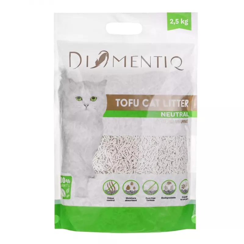 DIAMENTIQ Tofu Neutral Ultra hrudkujúca - rastlinná podstielka - 2,5 kg