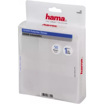 Hama ochranné puzdrá na CD/DVD, balenie 50 ks 50 diskov transparentné