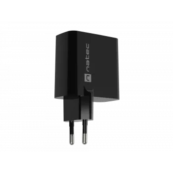 Káblová nabíjačka pre mobilné zariadenia NATEC NUC-2143, 45 W, USB-C PD 3.0 + USB-A QC 3.0, 110–240 V, čierna