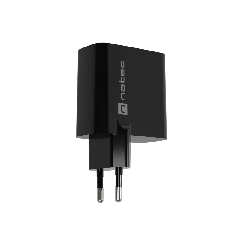 Káblová nabíjačka pre mobilné zariadenia NATEC NUC-2143, 45 W, USB-C PD 3.0 + USB-A QC 3.0, 110–240 V, čierna