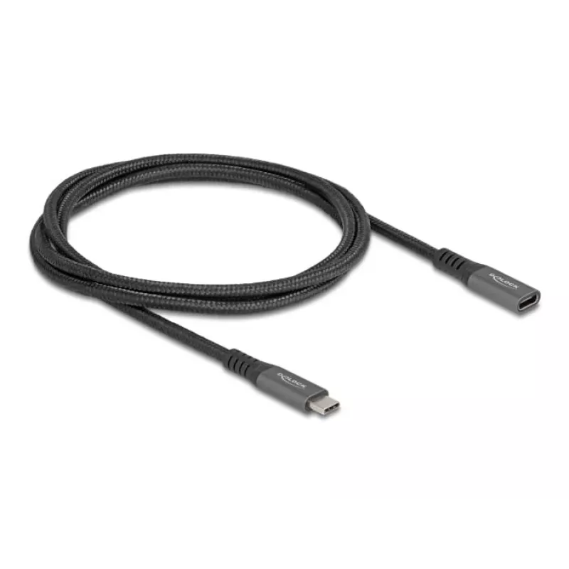 DeLOCK predlžovací kábel USB Type-C konektor samec na konektor samica 10 Gbit/s 1 m sivý kov