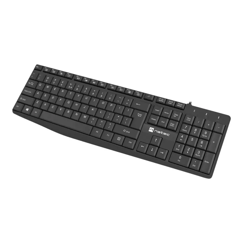 Káblová full-size klávesnica NATEC NAUTILUS NKL-1950 — USB, QWERTY US International, 105 klávesov, čierna