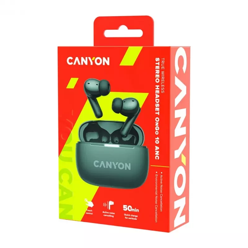 Bezdrôtové slúchadlá do uší Canyon OnGo TWS-10 ANC+ENC True Wireless, sivé (CNS-TWS10BK)