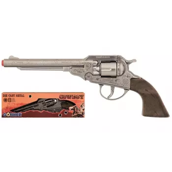 Pulio Cowboy Revolver GONHER 88/0 kovový 8 rán – hračkársky revolver na zápalky, kovová konštrukcia, 8-ranný valec