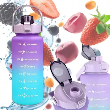 Extralink Motivačná fľaša, Fľaša na vodu, 2000 ml, Fialovo-modrá, BUT-992