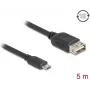USB kábel DELOCK 81521 — USB 2.0, Micro-USB B na USB A, 5 m, čierny