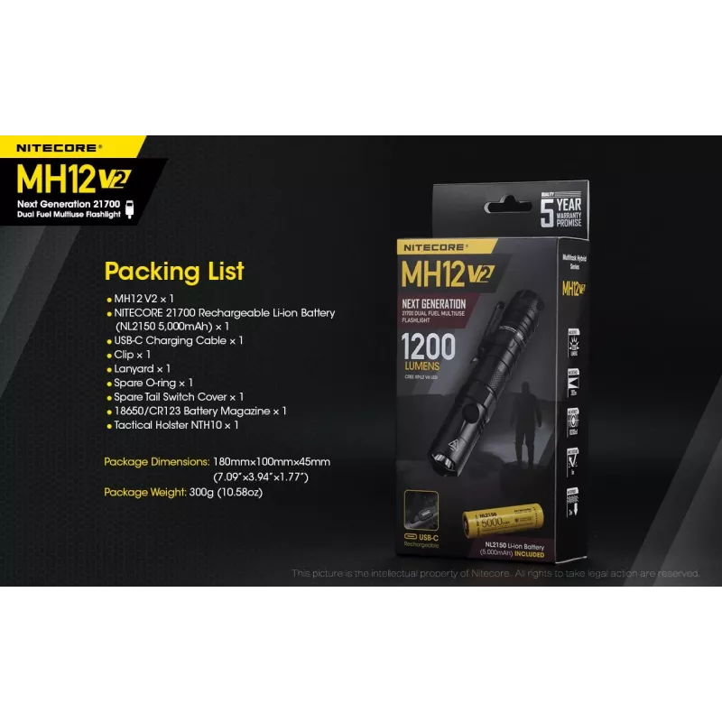 Ručná baterka Nitecore MH12 V2 čierna