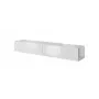 TV stojan cama meble SLIDE 200 — 2000×400×300 mm, biely lesklý MDF doska, biely podstavec