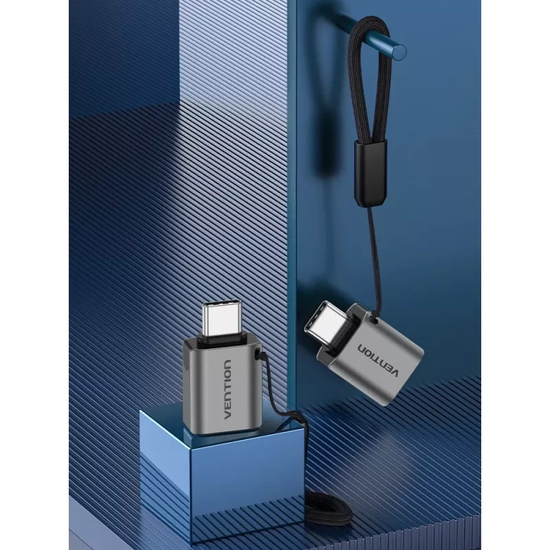 Vention USB-C konektor samec na USB 3.0 konektor samica OTG adaptér sivý hliníková zliatina Typ
