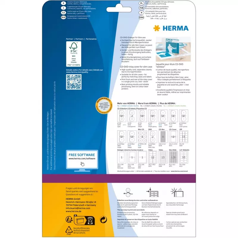 Vkladacia karta na CD HERMA 121x242 mm