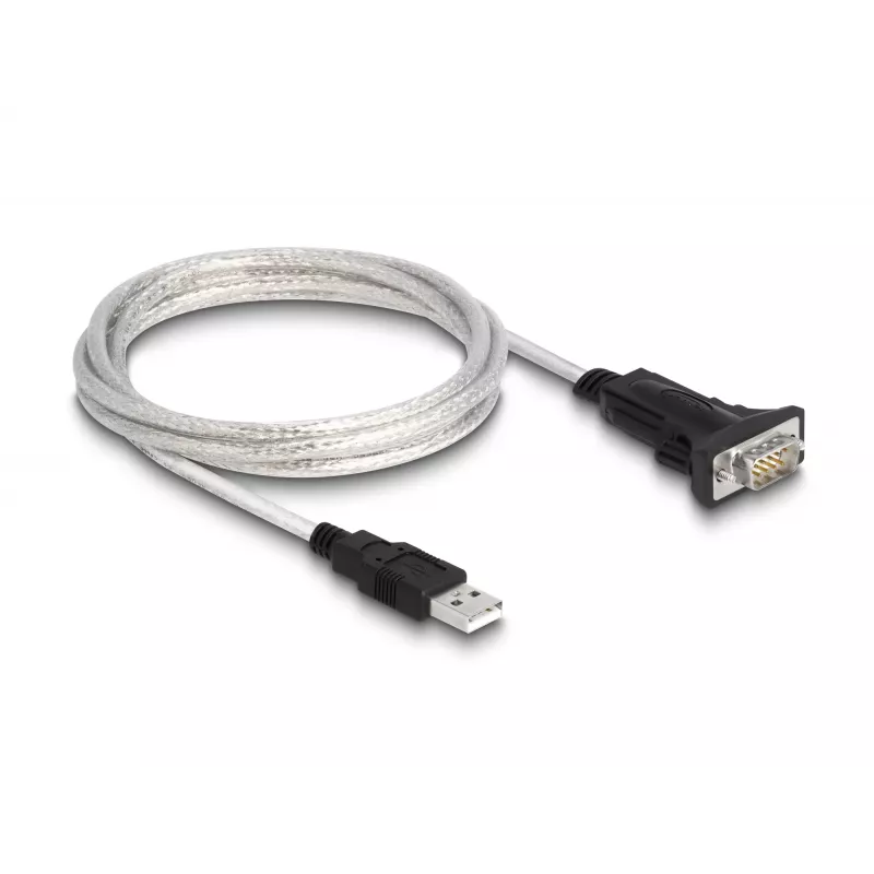 DeLOCK 63465 Adaptér USB 2.0 Type-A na sériový RS-422/485, 6-pólová svorkovnica, 1,8 m, čierny/priehľadný