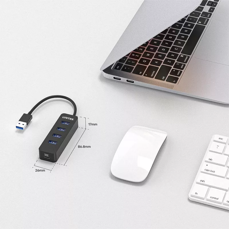 UNITEK uHUB Q4 USB 3.2 Gen 1 (3.1 Gen 1) Type-A 5000 Mbit/s čierny