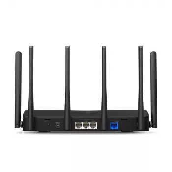 Stolný router MERCUSYS MR47BE — Tri-band Wi-Fi 7 (2,4/5/6 GHz), 9300 Mbit/s, 3× RJ-45, 2,5GbE, 6 externých antén