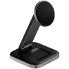 SATECHI 3-in-1 skladacia Qi2 bezdrôtová nabíjacia stanica (Space Grey) s konektormi typ A, C, G