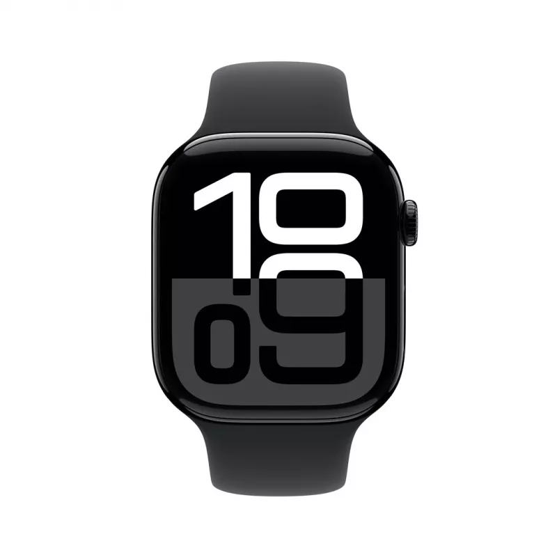 Apple Watch Series 10 GPS 46 mm puzdro z hliníka v Jet Black s čiernym športovým náramkom – M/L
