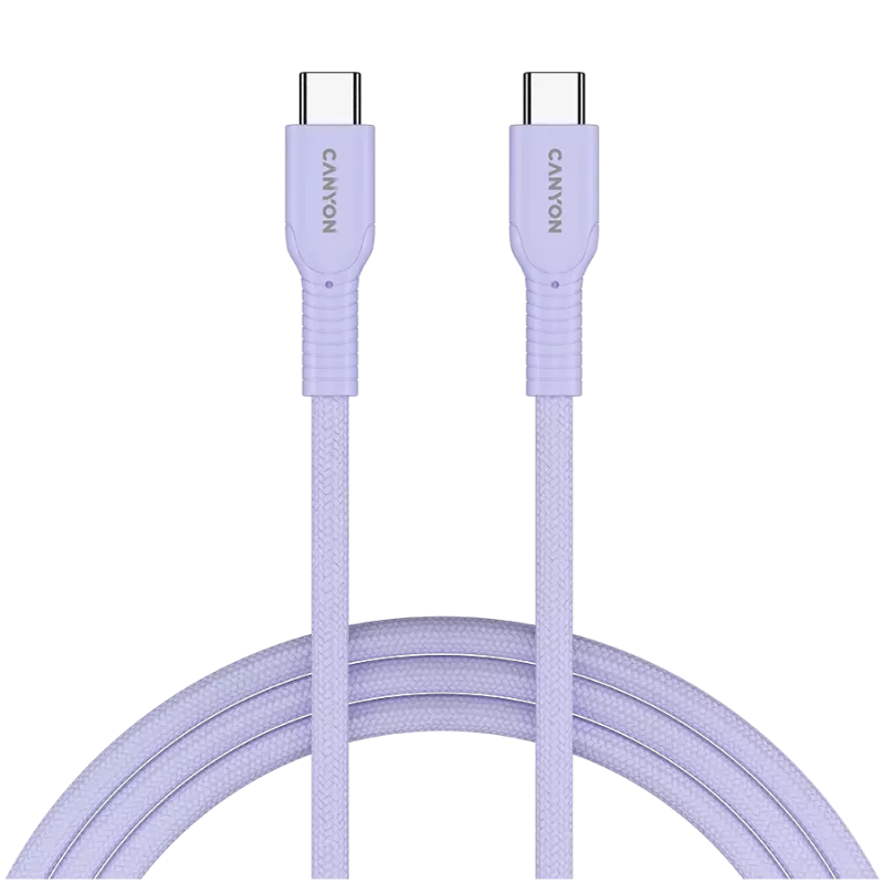 CANYON kábel OnWire 60CL C-C 60W COLOR pletený 1m fialový