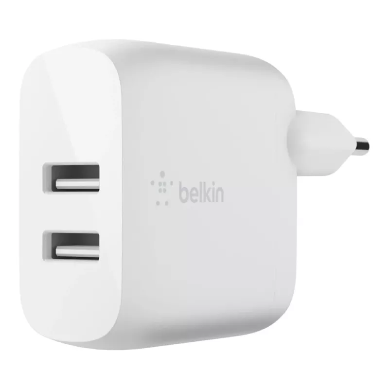 Belkin BOOST CHARGE - napájací zdroj - 24 watt - QC 3.0 - 2 výstupné konektory (USB) - biely (WCB002VFWH)
