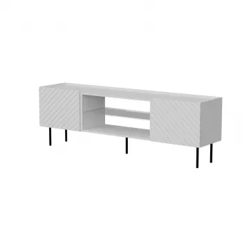 TV skrinka cama meble LUCCA 180x40x59 cm — biela vrchná doska z drevotriesky, biely korpus