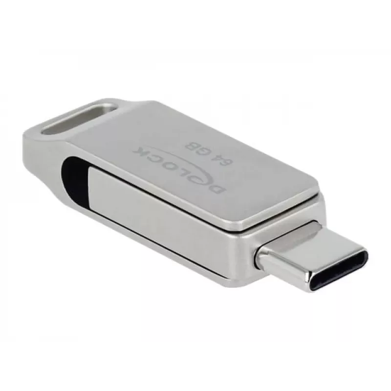 USB kľúč DeLOCK 64 GB USB-C Type-A otočný kovové puzdro
