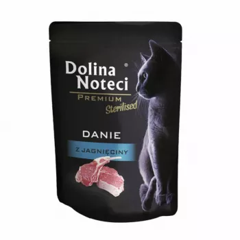 Mokré krmivo pre mačky Dolina Noteci Premium Sterilised Lamb 85 g — mokré krmivo pre kastrované dospelé mačky, 11% bielkovín, 3,5% tuku, bez obilnín