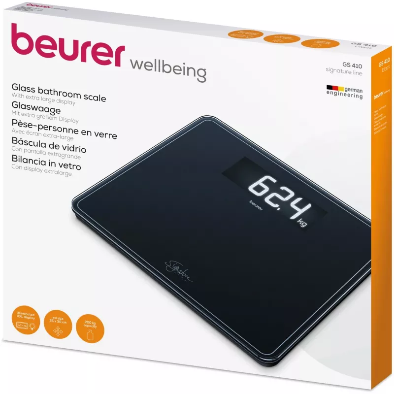 Osobné váhy Beurer GS 410 Signature Line – čierny sklenený povrch, model 735.76
