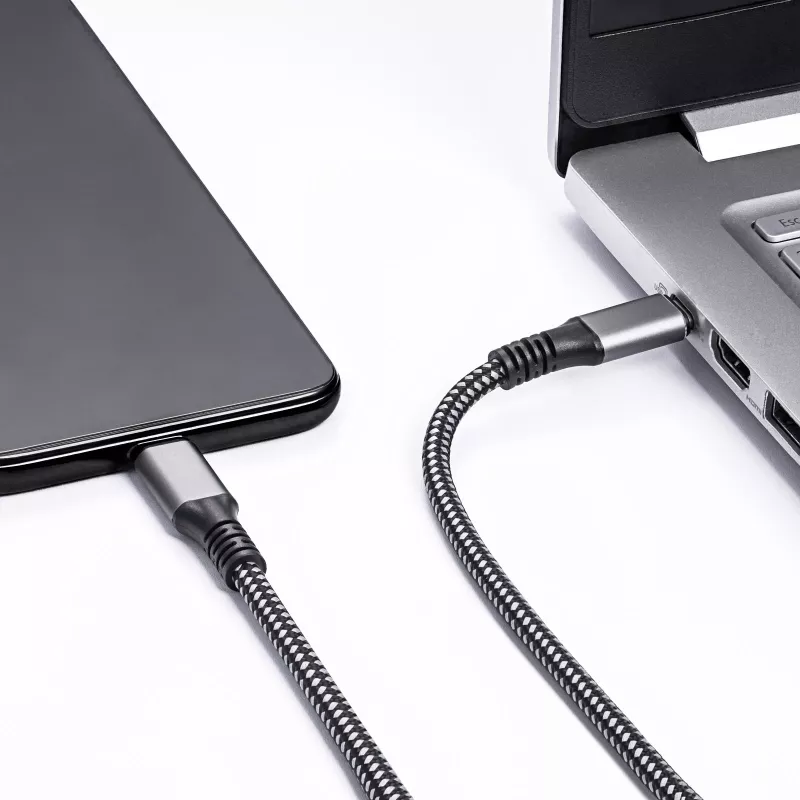 Akyga AK-USB-34 USB-C na USB-C Thunderbolt-3 kábel, 40 Gbit/s, 100 W, 1,5 m, čierna