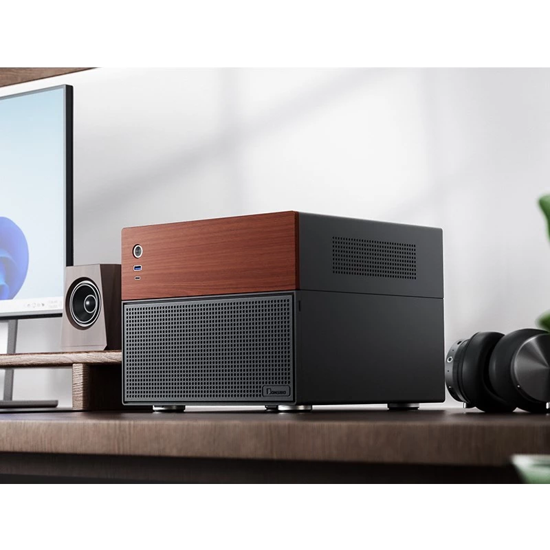 Jonsbo N4 Microtower skriňa čierna robustná oceľ kompaktná PC skriňa