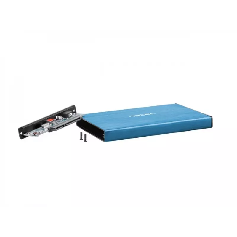 Externé HDD/SSD puzdro NATEC Rhino GO 2,5 palca — USB 3.0, SATA III, až do 4 TB, 9,5 mm, hliník, modré