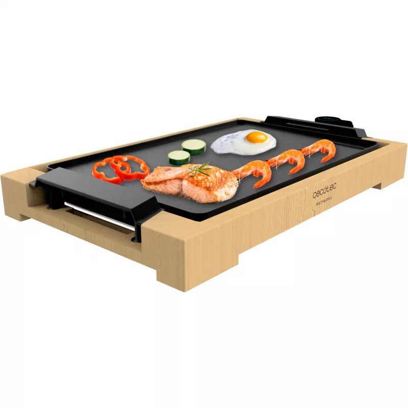 Stolný gril Tasty&Grill 2000 Bamboo, elektrická grilovacia doska drevo, 2 000 wattov