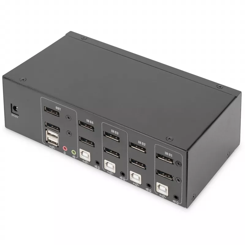 DIGITUS KVM Switch, 4 porty, Dual Display, 4K, DisplayPort®