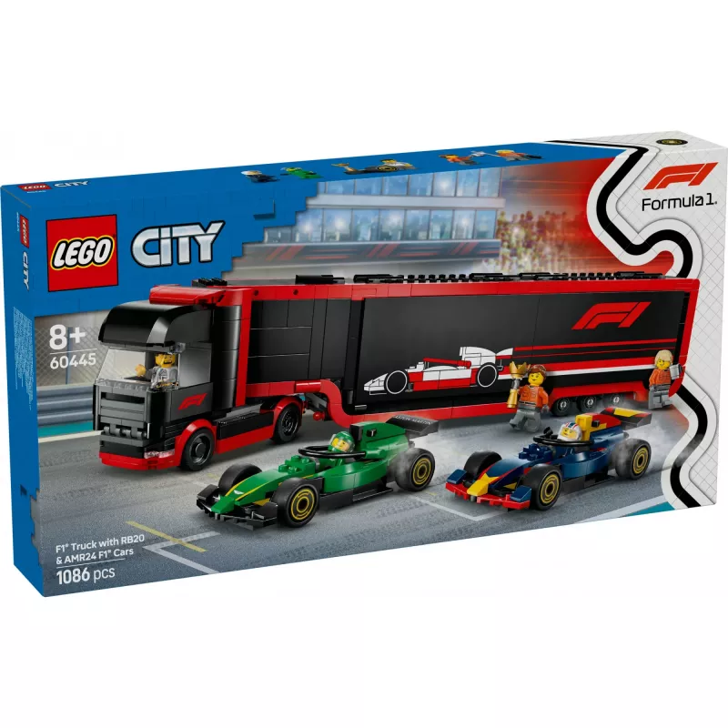 LEGO CITY 60445 F1 - Kamión s RB20 & AMR24 F1 autami