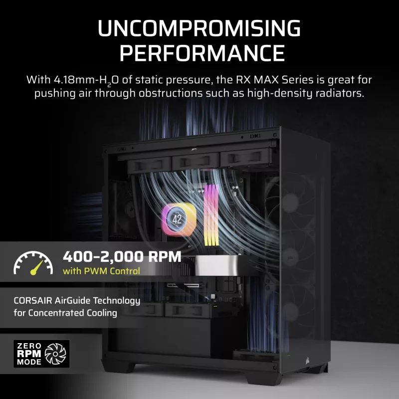 Corsair iCUE LINK RX120 MAX 120mm skriňový ventilátor - čierny