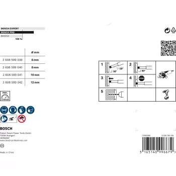 Bosch HSS Twist Drill Bits Cobalt sady, fréza, tvrdá keramika, dlažba, 1,2 cm, Bosch, strieborná, 4 ks
