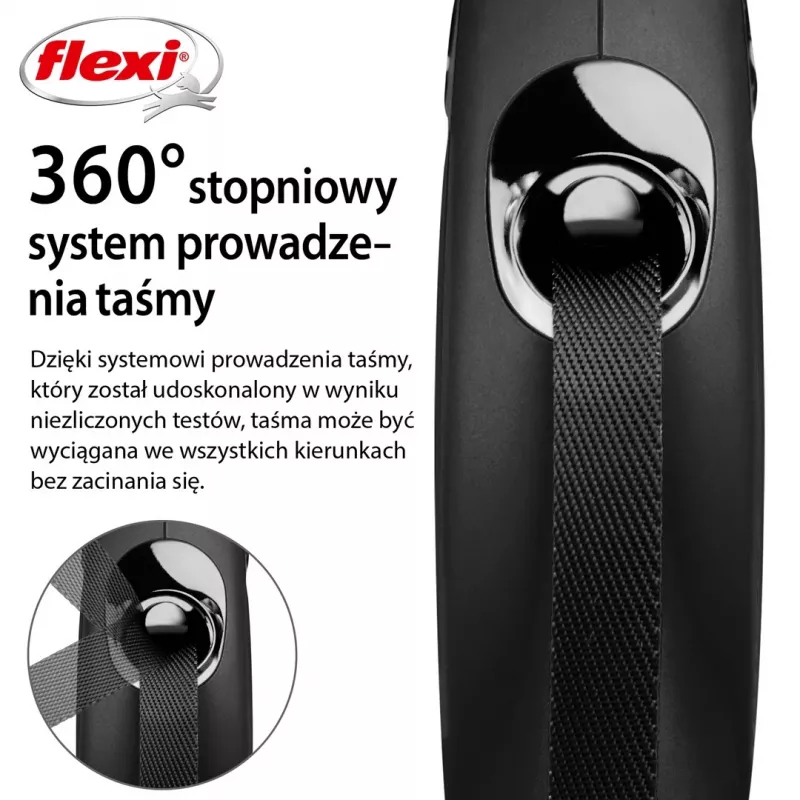 Flexi New CLASSIC 5 m čierne psie výsuvné vodítko