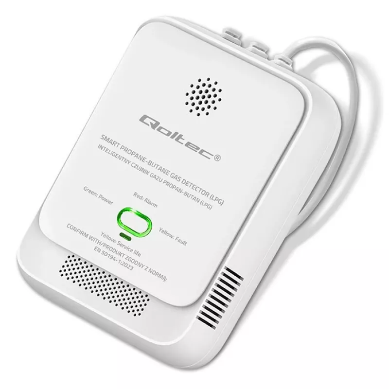 Senzor úniku plynu QOLTEC 52652 — detektor propán/bután (LPG), alarm 85 dB, LED indikátor