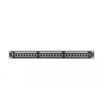 Patch panel 1U LANBERG PPS6-1024-B, 24-portový Cat6, kov, čierny, 442×114,5×44,5 mm