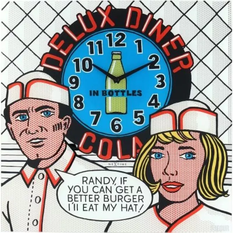 NeXtime nástenné hodiny 8167 Delux Diner, 43x43cm, nástenné, viacfarebné