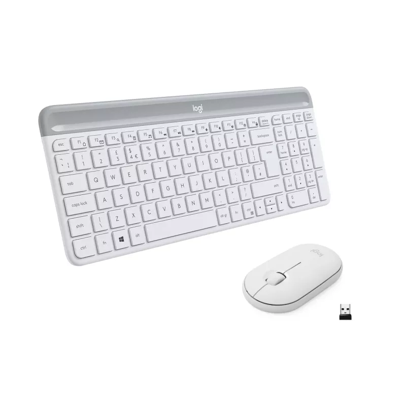 Logitech Slim Wireless Combo MK470 - sada klávesnica-myš - bezdrôtová - 2,4 GHz - španielska - Off-White (920-009199)