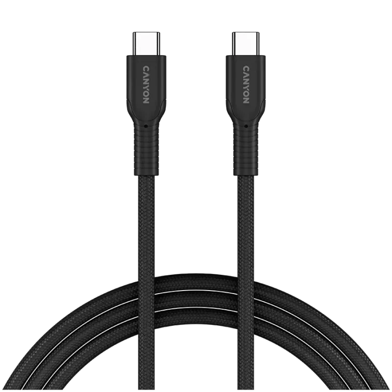 CANYON kábel OnWire 60CL C-C 60W COLOR pletený 1m čierny