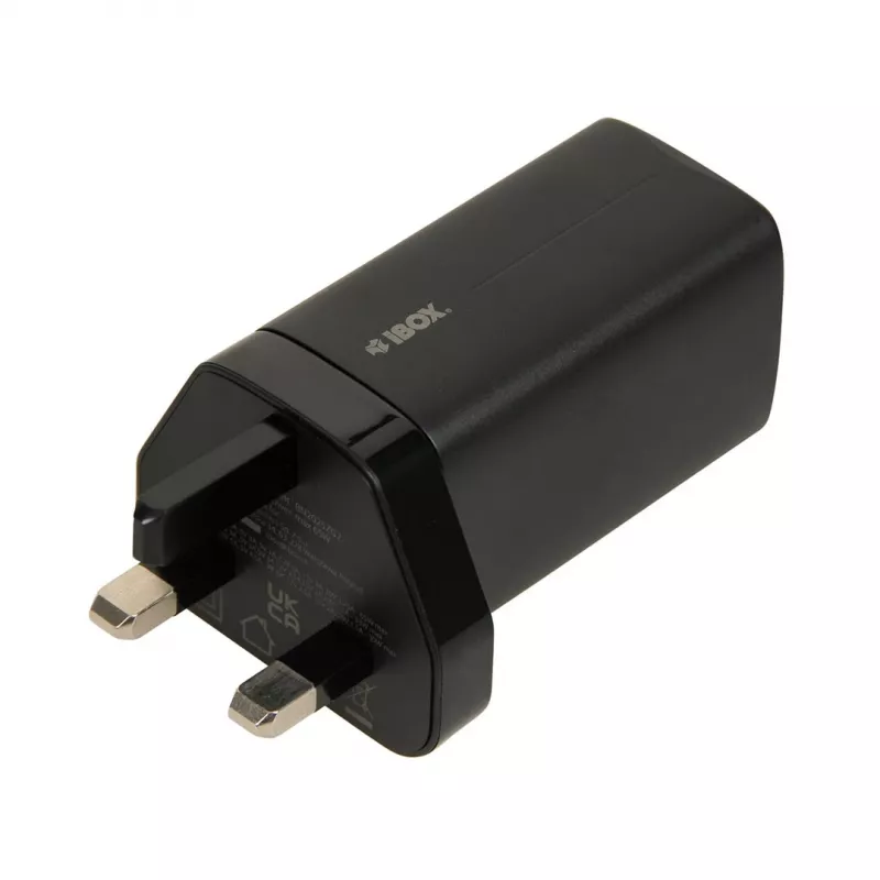iBOX C-65 čierny, univerzálna GaN 65 W nabíjačka s UK konektorom