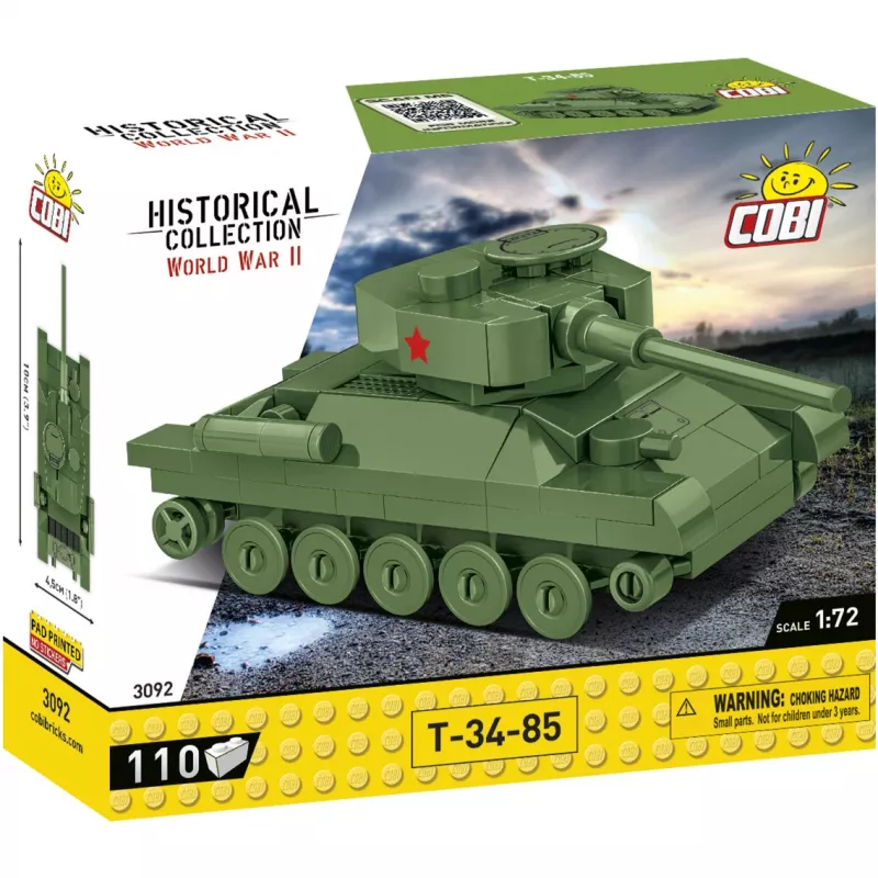 Stavebnica Cobi T-34-85 model tanku — 110 dielov, vek 6+, zelená