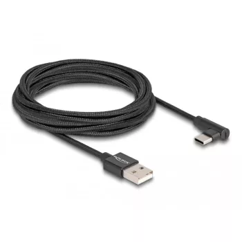 DeLOCK USB 2.0 kábel Type-A samec na USB Type-C samec zahnutý 3 m čierny