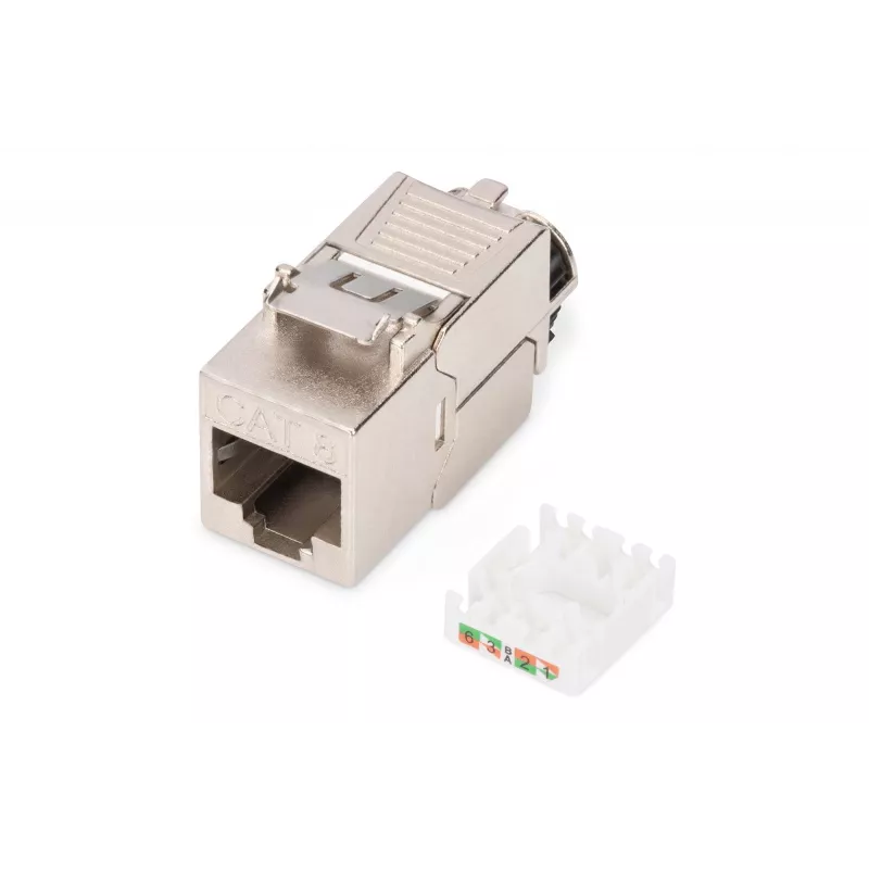 Keystone modul Digitus CAT 8.1 RJ-45 tienený plochý biely