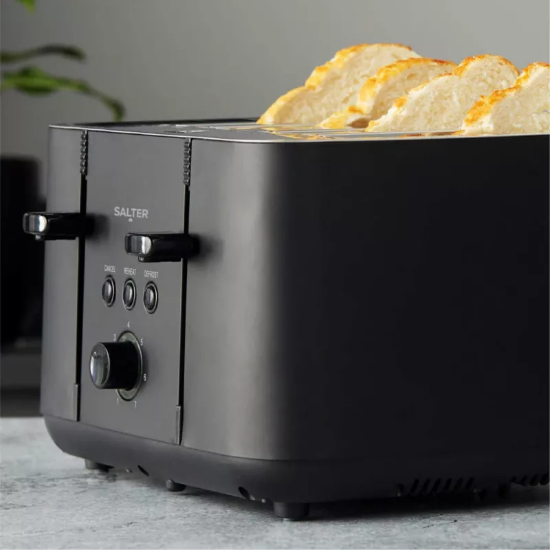 Salter EK5565MBLKFVDE Kuro hriankovač na 4 plátky