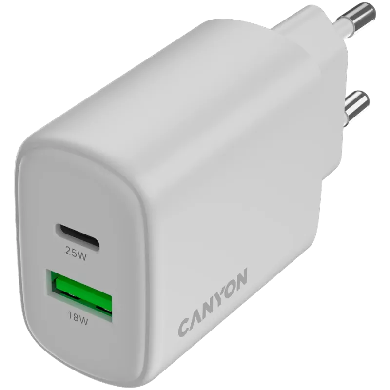 CANYON nabíjačka OnCharge 250 25W 1xPD 1xQC EU biela