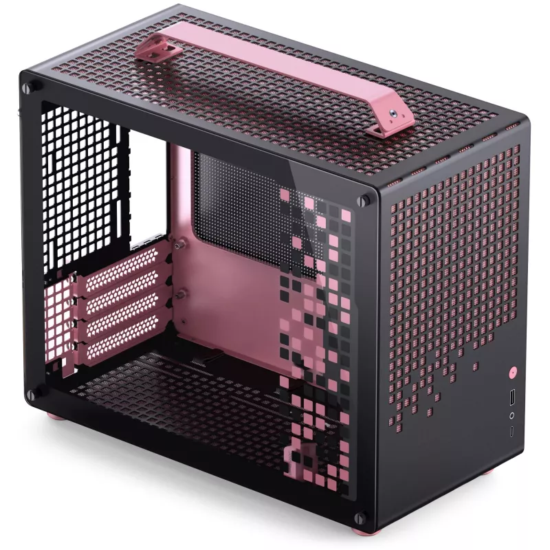 Jonsplus MATX Handle Case Z20 čierno-ružová – Mini/Micro/Flex-ATX skriňa s rukoväťou