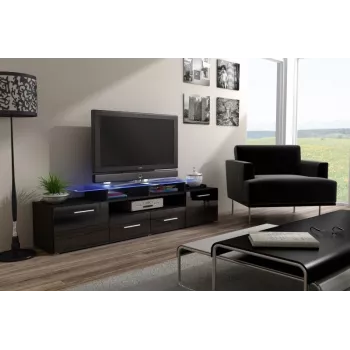 Cama TV stojan EVORA 200 wenge/čierna lesklá