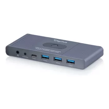 KVM switch DIGITUS USB-C 3.0 HDMI 2-port 4K60Hz, USB-C/USB-A, hliník, 135×60×30 mm