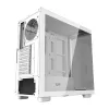 Počítačová skriňa DarkFlash DS900G biela — Mid-Tower, tvrdené sklo, bez ventilátorov